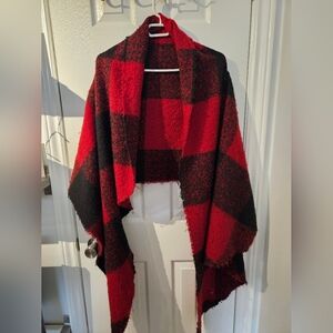 Red and Black Plaid Shawl